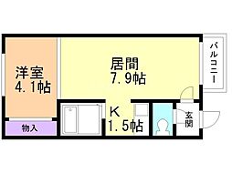 カサデューク澄川81 1LDKの間取図画像