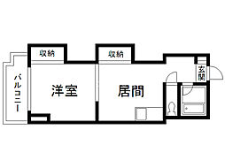 プレジデントハイム 1DKの間取図画像