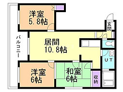 リップル西岡 3LDKの間取図画像