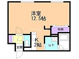SOLEIL2・6 1Kの間取図画像