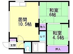 西岡コーポラス 2LDKの間取図画像