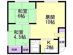 ハイツリバーサイド 2LDKの間取図画像