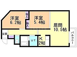 アーバンハイツ平岸2 2LDKの間取図画像