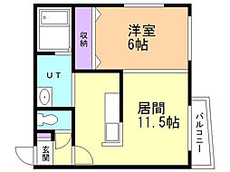 モルティーニ平岸 1LDKの間取図画像