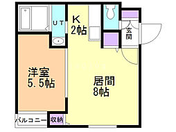 メゾンドルポ豊平 1LDKの間取図画像