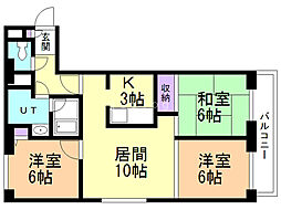フォンテーヌ平岸 3LDKの間取図画像