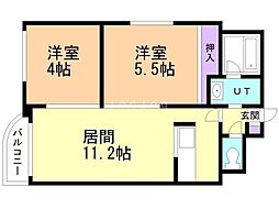 ウエルス藻岩 2LDKの間取図画像