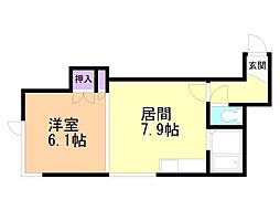 パルコート平岸23 1DKの間取図画像