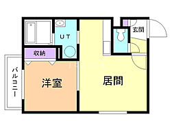 ソレイユ平岸 1LDKの間取図画像