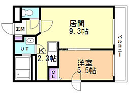 アルテ平岸 1LDKの間取図画像
