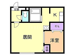 M525 1LDKの間取図画像