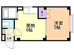 ウォーター通りB 1DKの間取図画像
