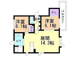 アムールアドニス 2LDKの間取図画像