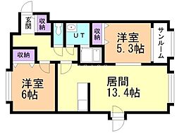 パルテール4・3 2LDKの間取図画像