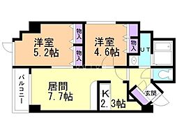 ペルドゥエープス美園 2LDKの間取図画像
