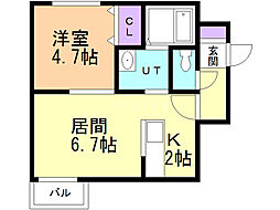 オルフィーク 1LDKの間取図画像