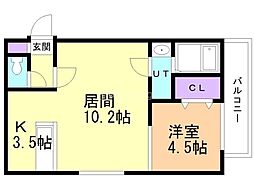 Azulドーム前 1LDKの間取図画像