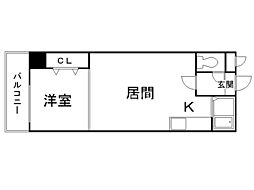 コトン月寒中央 1DKの間取図画像