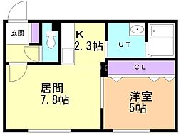 ワン・テングランメール美園 1LDKの間取図画像