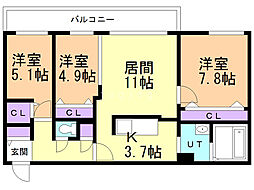 ミュンヘンスクエア2番館 3LDKの間取図画像