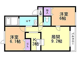 イーストガーデン 2LDKの間取図画像