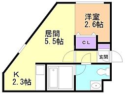 グランメール美園 1LDKの間取図画像