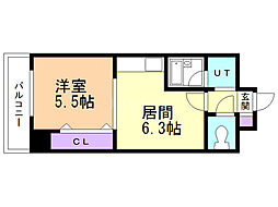 ウエスト35 1DKの間取図画像