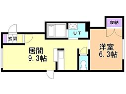 シェスタ南ヶ丘3 1LDKの間取図画像