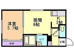 澄川レジデンス 1LDKの間取図画像