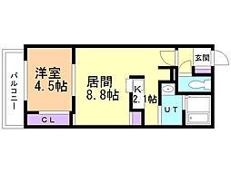 ボアソルテヒラギシ 1LDKの間取図画像