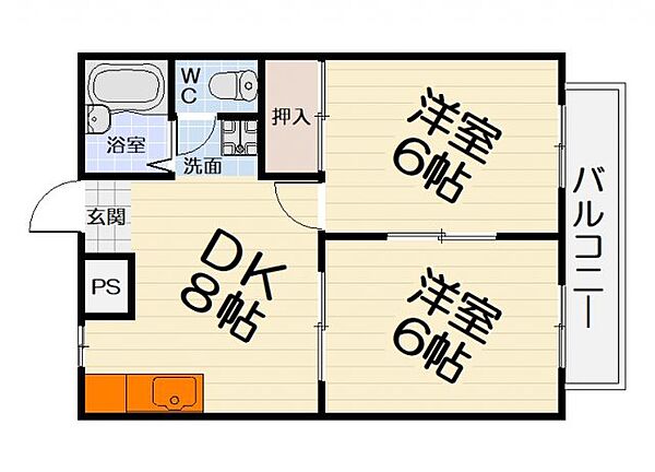 大阪府堺市中区東山(賃貸マンション2DK・2階・47.00㎡)の写真 その2