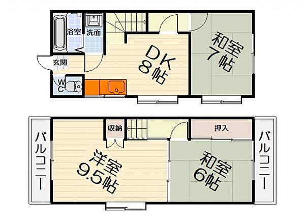 大阪府堺市西区浜寺南町3丁(賃貸マンション3DK・2階・64.68㎡)の写真 その2