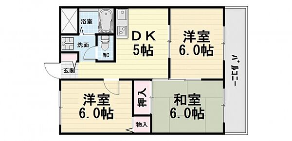 大阪府堺市西区鳳南町2丁(賃貸マンション3DK・2階・47.96㎡)の写真 その2