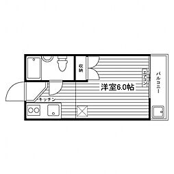 コーポラス二条 ワンルームの間取図画像