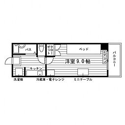 カサヴェール片岡3 1Kの間取図画像