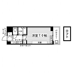 コリナ・ベルデ深草 1Kの間取図画像