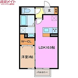 ラルーチェ 1階1LDKの間取り