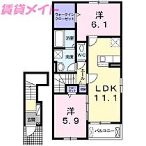 三重県いなべ市北勢町大辻新田（賃貸アパート2LDK・2階・58.60㎡） その2