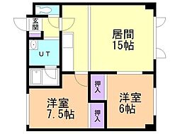 アヴァンツァーレ昭和 2LDKの間取図画像