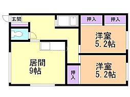 ノースパレス3 2DKの間取図画像
