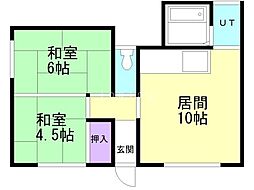 杉本マンション 2LDKの間取図画像