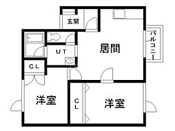 四丁目ハイツ 2LDKの間取図画像