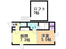 プレジデント浪花 1DKの間取図画像