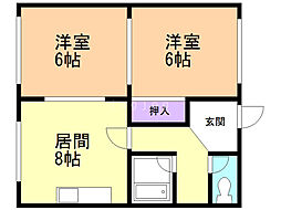 静ハイツ2号 2DKの間取図画像