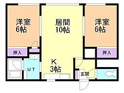 中村ハイツ 2LDKの間取図画像