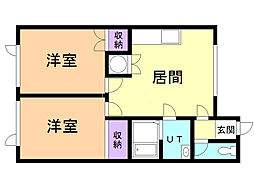 セレスト文苑 2DKの間取図画像