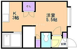 ハイツアワノ2 1Kの間取図画像