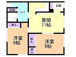メゾン東部1 2LDKの間取図画像