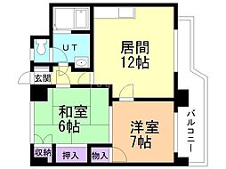パミールハイツ2 2LDKの間取図画像