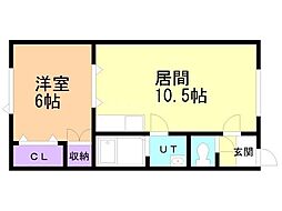 アーバン暁 1LDKの間取図画像